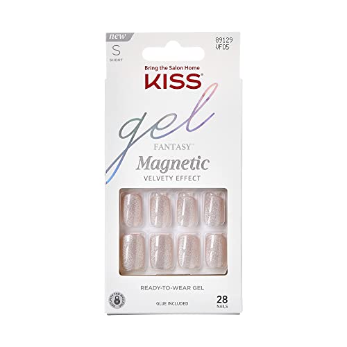 0731509891294 - KISS GEL FANTASY MAGNETIC GEL NAILS - DIGNITY, BLUE FASHION NAILS, SHORT & SQUARE, EASY APPLICATION, WATERPROOF, CHIP PROOF, SMUDGE PROOF, HASSLE FREE, INCLUDES MINI FILE & MORE | 28 COUNT