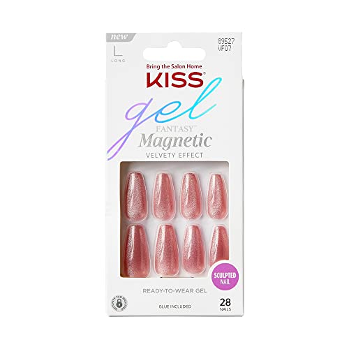 0731509895278 - KISS GEL FANTASY MAGNETIC GEL NAILS - WEST COAST, PINK FASHION NAILS, LONG & COFFIN SHAPED, EASY APPLICATION, WATERPROOF, CHIP PROOF, SMUDGE PROOF, HASSLE FREE, INCLUDES MINI FILE & MORE | 28 COUNT