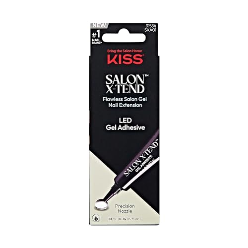 0731509915846 - KISS SALON X-TEND, PRESS-ON NAILS, NAIL GLUE INCLUDED, GEL ADHESIVE, CLEAR, SIZE, SHAPE, INCLUDES 10ML LED GEL ADHESIVE