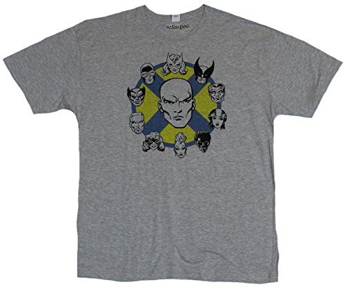 0731519041061 - X-MEN (MARVEL COMICS) MENS T-SHIRT - PROFESSOR X SURROUNDED BY STUDENT HEADS (XX-LARGE) HEATHER GRAY