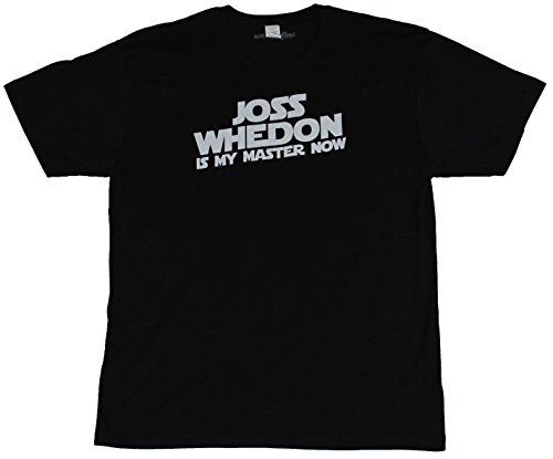 0731519164470 - JOSS WHEDON MENS T-SHIRT - IS MY MASTER NOW WHITE WORD IMAGE (EXTRA LARGE) BLACK