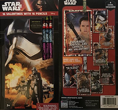 0073168292105 - STAR WARS VALENTINES WITH PENCILS ~ 16 COUNT ~ 1 BOX