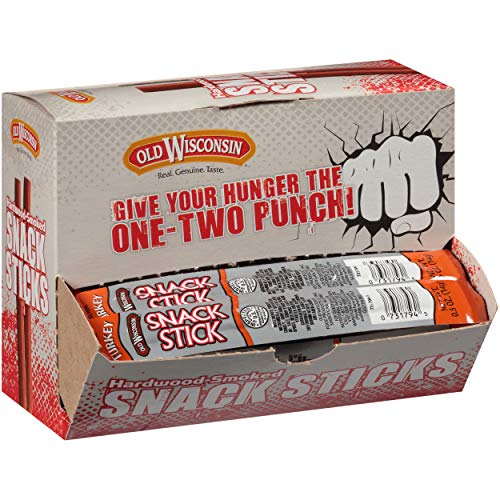 0073170731531 - OLD WISCONSIN TURKEY SAUSAGE SNACK STICKS, NATURALLY SMOKED, READY TO EAT, HIGH PROTEIN, LOW CARB, KETO, GLUTEN FREE, COUNTER BOX, 42 INDIVIDUALLY WRAPPED STICKS