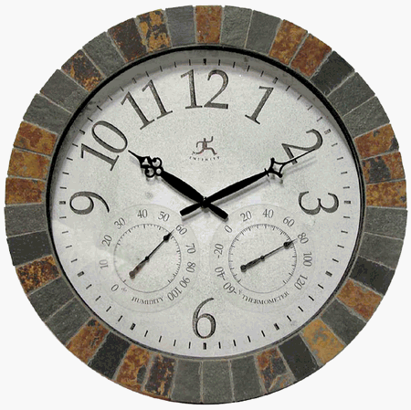 0731742126481 - INFINITY INSTRUMENTS THE INCA - IN/OUTDOOR CLOCK WITH SLATE MOSAIC BORDER