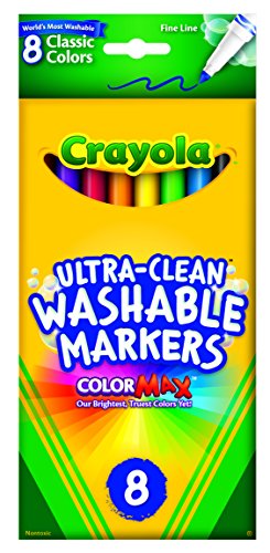 0731840709845 - CRAYOLA 8 CT ULTRA-CLEAN FINE LINE WASHABLE MARKERS, COLOR MAX
