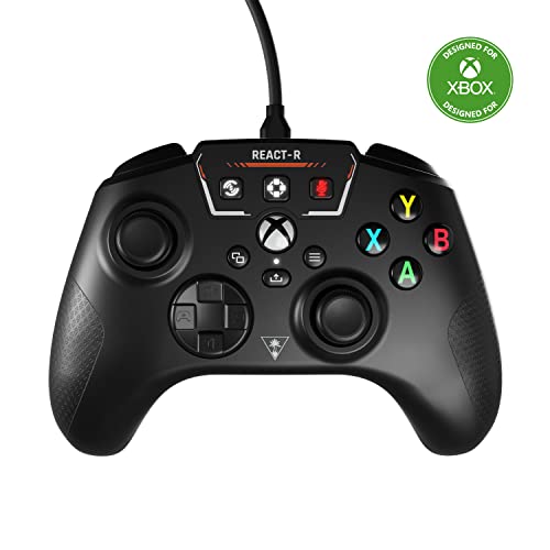 0731855007301 - TURTLE BEACH REACT-R CONTROLLER WIRED GAME CONTROLLER – LICENSED FOR XBOX SERIES X & XBOX SERIES S, XBOX ONE & WINDOWS – AUDIO CONTROLS, MAPPABLE BUTTONS, TEXTURED GRIPS - BLACK