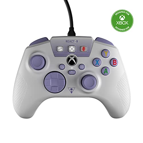 0731855007325 - TURTLE BEACH REACT-R CONTROLLER WIRED GAME CONTROLLER – LICENSED FOR XBOX SERIES X & XBOX SERIES S, XBOX ONE & WINDOWS – AUDIO CONTROLS, MAPPABLE BUTTONS, TEXTURED GRIPS - WHITE/PURPLE