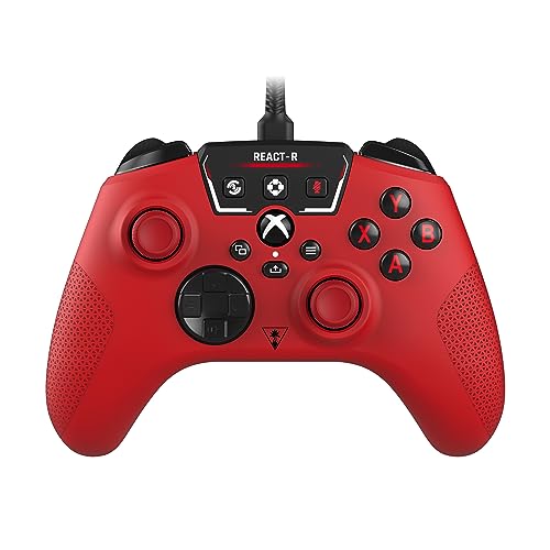 0731855007349 - TURTLE BEACH REACT-R CONTROLLER WIRED GAME CONTROLLER – XBOX SERIES X, XBOX SERIES S, XBOX ONE & WINDOWS – AUDIO CONTROLS, MAPPABLE BUTTONS, TEXTURED GRIPS – RED