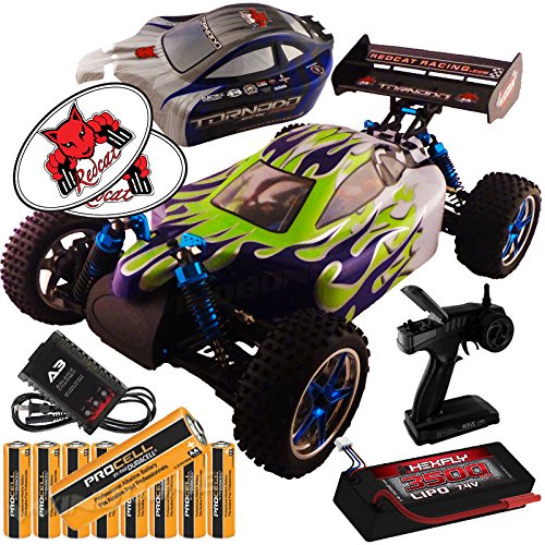 0732030885066 - REDCAT RACING TORNADO EPX PRO CUSTOM BLUE GREEN FLAME 1:10 BUGGY BUNDLE (4 ITEMS) BRUSHLESS COMPLETE 4X4 RTR KIT CONTROLLER LIPO BATTERY & CHARGER + EXTRA BODY + 8 AA PROCELL BATTERIES + REDCAT DECALS