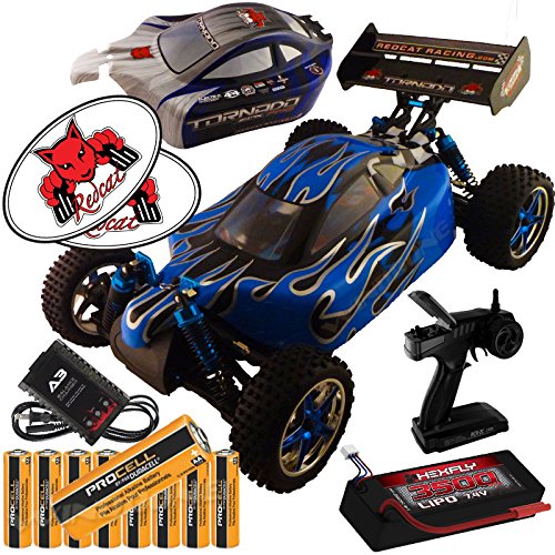 0732030885073 - REDCAT RACING TORNADO EPX PRO CUSTOM SILVER BLUE FLAME 1:10 BUGGY BUNDLE (4 ITEMS) BRUSHLESS COMPLETE 4X4 RTR KIT CONTROLLER LIPO BATTERY & CHARGER + EXTRA BODY + 8 AA PROCELL BATTERIES +REDCAT DECALS