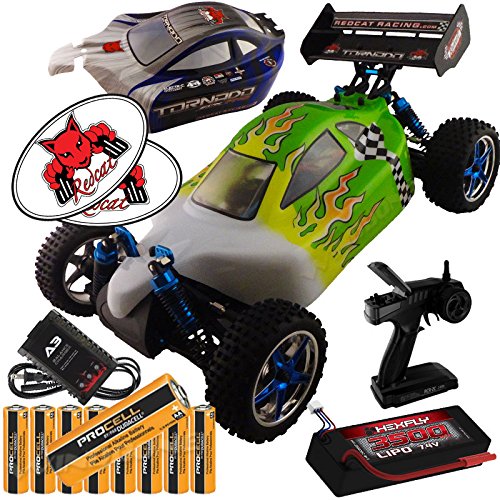 0732030885080 - REDCAT RACING TORNADO EPX PRO CUSTOM GREEN YELLOW FLAME 1:10 BUGGY BUNDLE (4 ITEMS) BRUSHLESS COMPLETE 4X4 RTR KIT CONTROLLER LIPO BATTERY & CHARGER + EXTRA BODY +8 AA PROCELL BATTERIES +REDCAT DECALS