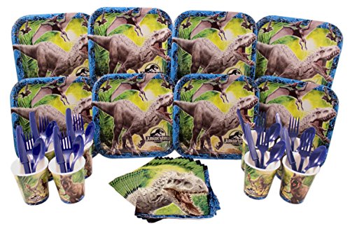 0732066815761 - JURASSIC WORLD PARTY KIT (SERVES 8) LUNCH PLATES, NAPKINS, CUPS, ASSORTED CUTLERY