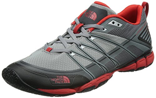 0732075170356 - THE NORTH FACE LITEWAVE AMPERE MONUMENT GREY/FIERY RED MENS HIKING SHOE SIZE 10.5M