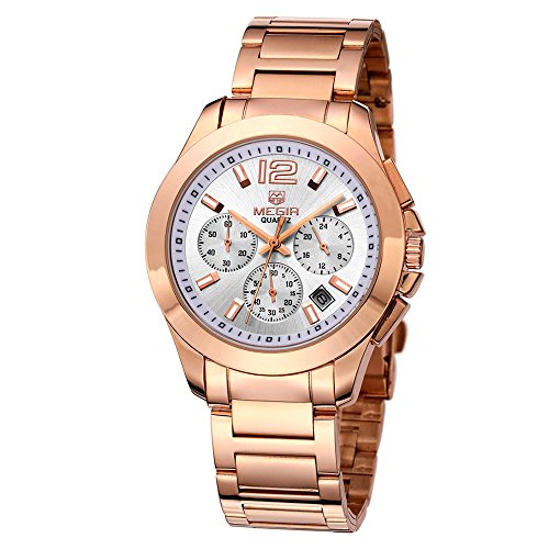 0732130691925 - NEW 30M WATER-PROOF MENQUARTZ WATCH WITH STAINLESS STEEL STRAP (ROSE GOLD)