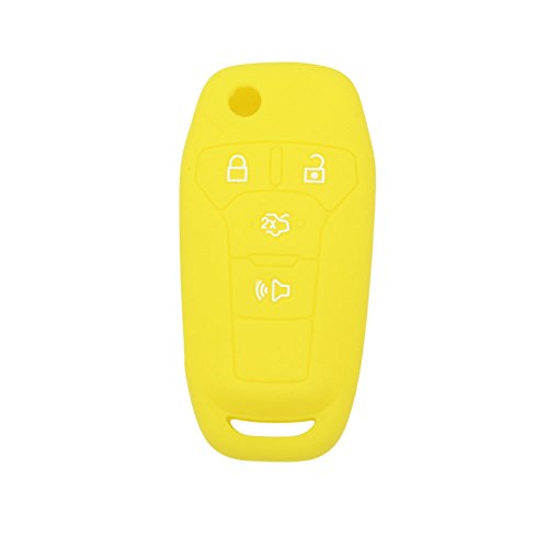 0732130909372 - DSP SILICONE COVER SKIN JACKET FIT FOR FORD FUSION 4 BUTTON FLIP REMOTE KEY CV2711 YELLOW