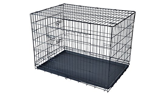 0732233411185 - BLACK 30 2 DOORS PET FOLDING SUITCASE DOG CAT CRATE CAGE KENNEL PEN W/ABS TRAY
