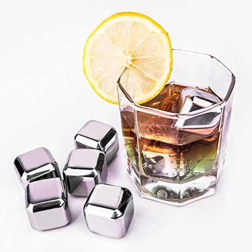 0732240976035 - WHISKEY STONES - SET OF 6 DRINK CHILLING STAINLESS STEEL REUSABLE WINE ICE CUBES, WHISKEY CHILLING ROCKS, WHISKY STONES AND SIPPING STONES BAR AND WINE TOOLS-YOUR BEST CHOICE