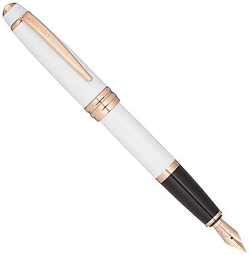 0073228144252 - CROSS BAILEY PEARLESCENT WHITE LACQUER FOUNTAIN PEN WITH ROSE GOLD APPOINTMENTS, EXTRA FINE NIB