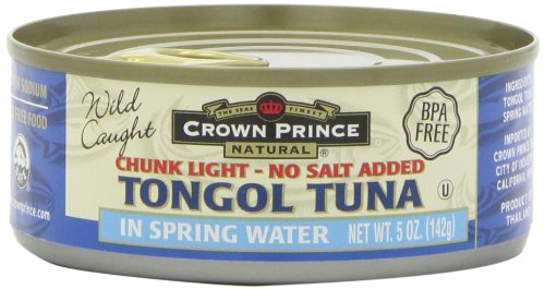 0073230018770 - CROWN PRINCE NATURAL CHUNK LIGHT TONGOL TUNA IN SPRING WATER, NO SALT ADDED, 5-OUNCE CANS (PACK OF 6)