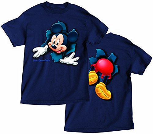 7324090008412 - DISNEY MICKEY MOUSE 'POP OUT' FRONT & BACK MENS T SHIRT TOP - NAVY BLUE MD