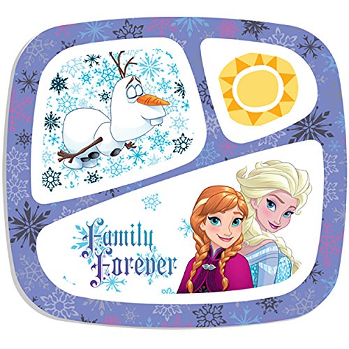 7324090180477 - DISNEY FROZEN ELSA THE SNOW QUEEN, ANNA, OLAF FUN IN THE SUN FAMILY FOR EVER 3 SECTIONAL PLATE DINNERWARE