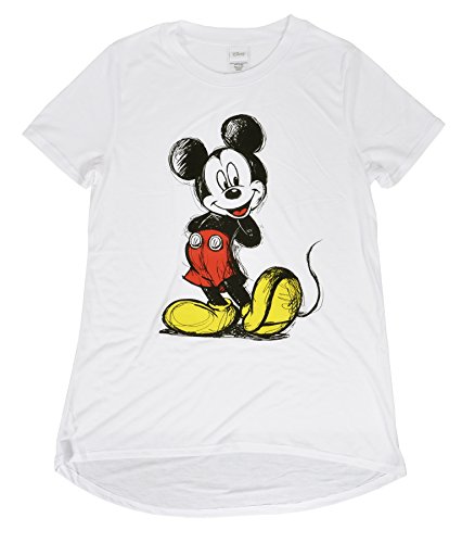 0732409224168 - DISNEY JUNIORS MINNIE AND MICKEY MOUSE CREWNECK JERSEY T-SHIRT (WHITE MICKEY SKETCH, LARGE)