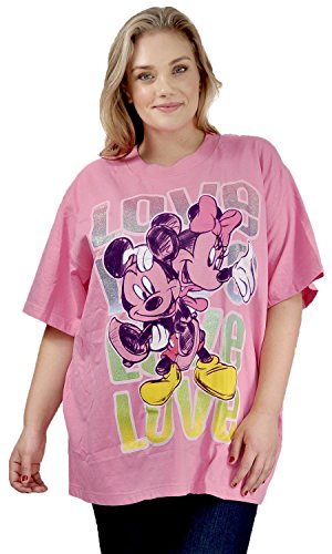 0732409388235 - DISNEY WOMEN'S PLUS-SIZE MICKEY & MINNIE MOUSE LOVE GRAPHIC T-SHIRT (PINK, 1X)