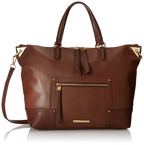 0732434831515 - NINE WEST CITY CHIC LEATHER JANNA TOTE BAG, HOT CHOCOLATE, ONE SIZE