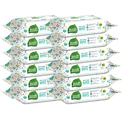 0732913342280 - SEVENTH GENERATION BABY WIPES, FREE & CLEAR UNSCENTED AND SENSITIVE, GENTLE AS WATER, WITH FLIP TOP DISPENSER, 768 COUNT (PACKAGING MAY VARY)