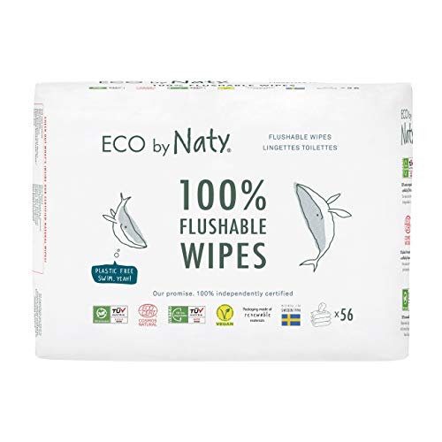 7330933177177 - ECO BY NATY ECO BY NATY FLUSHABLE BABY WIPES, 168 COUNT (3 PACKS 56), PLANT-BASED COMPOSTABLE WIPES, 0% PLASTIC, 168 COUNT