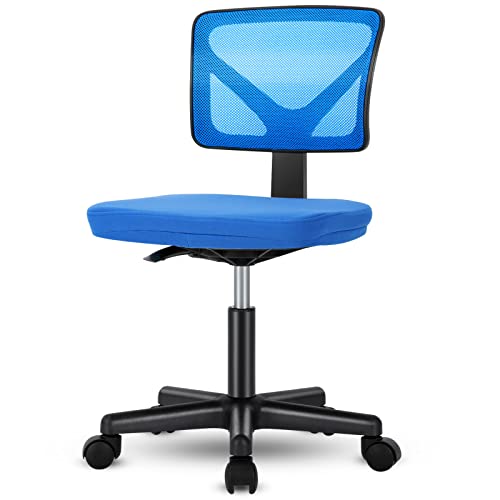 0733257268069 - SWEETCRISPY DESK CHAIR, ARMLESS OFFICE CHAIR, COMPUTER CHAIR, SMALL HOME OFFICE CHAIRS LOW-BACK MESH CHAIR TASK CHAIR SWIVEL ROLLING CHAIR NO ARMS FOR SMALL SPACE WITH LUMBAR SUPPORT, BLUE