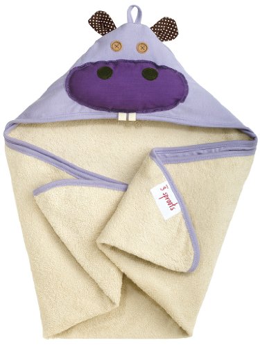 7332779871042 - 3 SPROUTS HOODED TOWEL, HIPPO