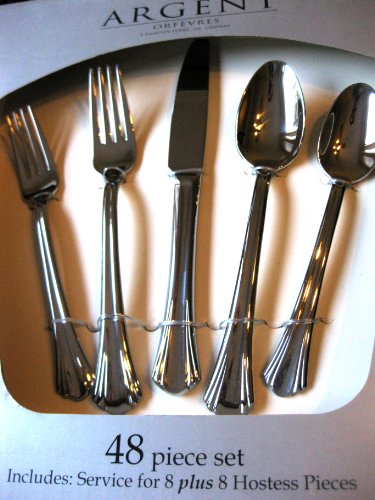 0733652120580 - HAMPTON FORGE ARGENT GERTRUDE 48 PC FLATWARE WITH HOTESS PIECES