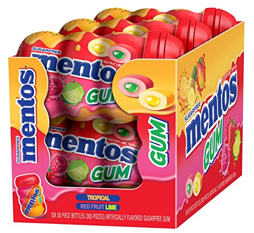 0073390024505 - MENTOS CURVY BIG BOTTLE, RED FRUIT AND LIME TROPICAL, 6 COUNT