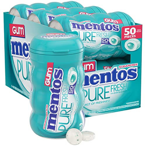0073390074760 - MENTOS PURE FRESH SUGAR-FREE CHEWING GUM WITH XYLITOL, WINTERGREEN, BULK, 50 COUNT ( PACK OF 6)