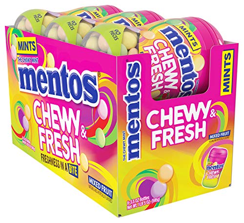 0073390464172 - MENTOS CHEWY & FRESH BREATH MINTS CANDY, MIXED FRUIT, 6CT