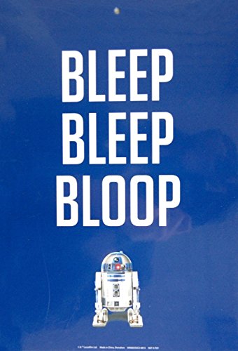 0733966092597 - STAR WARS R2D2 NOVELTY DECORATIVE TWO-SIDED BLUE SIGN - BLEEP BLEEP BLOOP