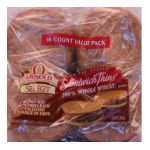 0073410135556 - SANDWICH THINS 100% WHOLE WHEAT 16 PRE SLICED TOTAL