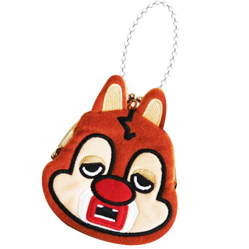 0734548518559 - JAPAN DISNEY OFFICIAL CHIP 'N' DALE - CUTE CHIPMUNK CUBIC MOUTH GAMAGUCHI WALLET WITH SHINY BALL CHAIN COIN KEEPER BROWN ANIMAL SOFT PLUSH TOY TRADITIONAL CHARM TAKARA TOMY ART