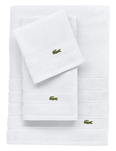 0734737282834 - LACOSTE CROC WASH TOWEL, ONE SIZE, WHITE