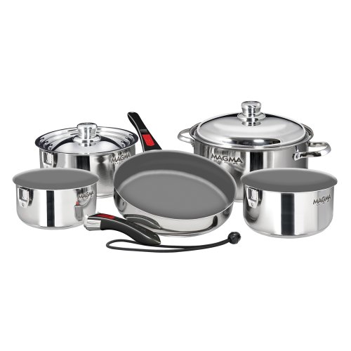 0734773892141 - MAGMA MAGMA 10-PIECE STAINLESS STEEL GOURMET NESTING INDUCTION COMPATIBLE COOKWARE SET W/CERAMICA® NON-STICK / A10-366-IND /