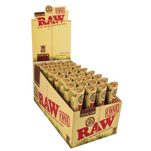 0734784044058 - RAW CONES ORGANIC HEMP PRE ROLLED KING SIZE 3 CONES PER PACK UNFLAVORED FLAVOR PACK OF 32