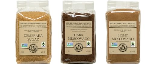 0734865401206 - INDIA TREE MAURITIUS SUGARS CHEFS PACK - DEMERARA, DARK MUSCOVADO, AND LIGHT MUSCOVADO - 3 POUNDS TOTAL