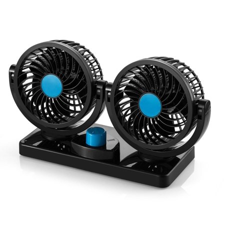 0734872397554 - ABOVETEK® DUAL HEAD CAR AUTO COOLING AIR FAN - MOST POWERFUL VERSATILE CAR VENTILATION SYSTEM WITH KIDS SAFE DESIGN - SMOOTH AND POWERFUL MOTOR AND ADHESIVE BASE TO SECURE THE FAN TO DASHBOARD OR ARM REST AREA - 100% LIFETIME WARRANTY