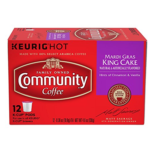 0734872436086 - COMMUNITY COFFEE MARDI GRAS KING CAKE BOX OF 12 K-CUPS LIMITED TIME!