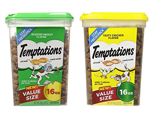 0734872437632 - VALUE SIZE TEMPTATIONS TREATS FOR CATS BUNDLE: SEAFOOD MEDLEY FLAVOR (16 OZ) AND TASTY CHICKEN FLAVOR (16 OZ)