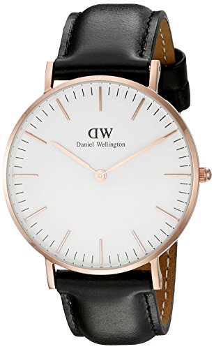 7350068240409 - DANIEL WELLINGTON WOMEN'S 0508DW CLASSIC SHEFFIELD ROSE GOLD-TONE STAINLESS STEEL WATCH WITH BLACK LEATHER BAND