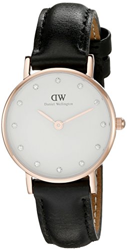 7350068241024 - DANIEL WELLINGTON WOMEN'S 0901DW CLASSY SHEFFIELD ROSE GOLD-TONE STAINLESS STEEL WATCH WITH BLACK LEATHER BAND