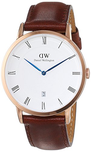 7350068242908 - DANIEL WELLINGTON MEN'S DAPPER ST. MAWES 38MM LEATHER BAND WATCH, ROSE GOLD, ONE SIZE