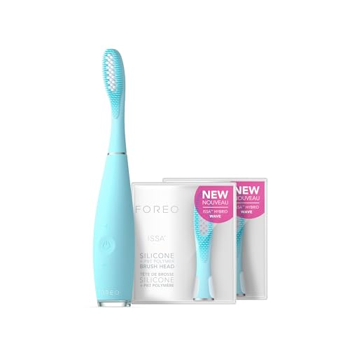 7350120792648 - FOREO TOTAL ORAL CARE ISSA 3 BUNDLE - ULTRA-HYGIENIC 4-IN-1 SILICONE SONIC ELECTRIC TOOTHBRUSH + 2 X ISSA HYBRID WAVE BRUSH HEAD - WHITE TEETH, CLEAN GUMS, CHEEKS & TONGUE, SOFT TOOTHBRUSH - MINT